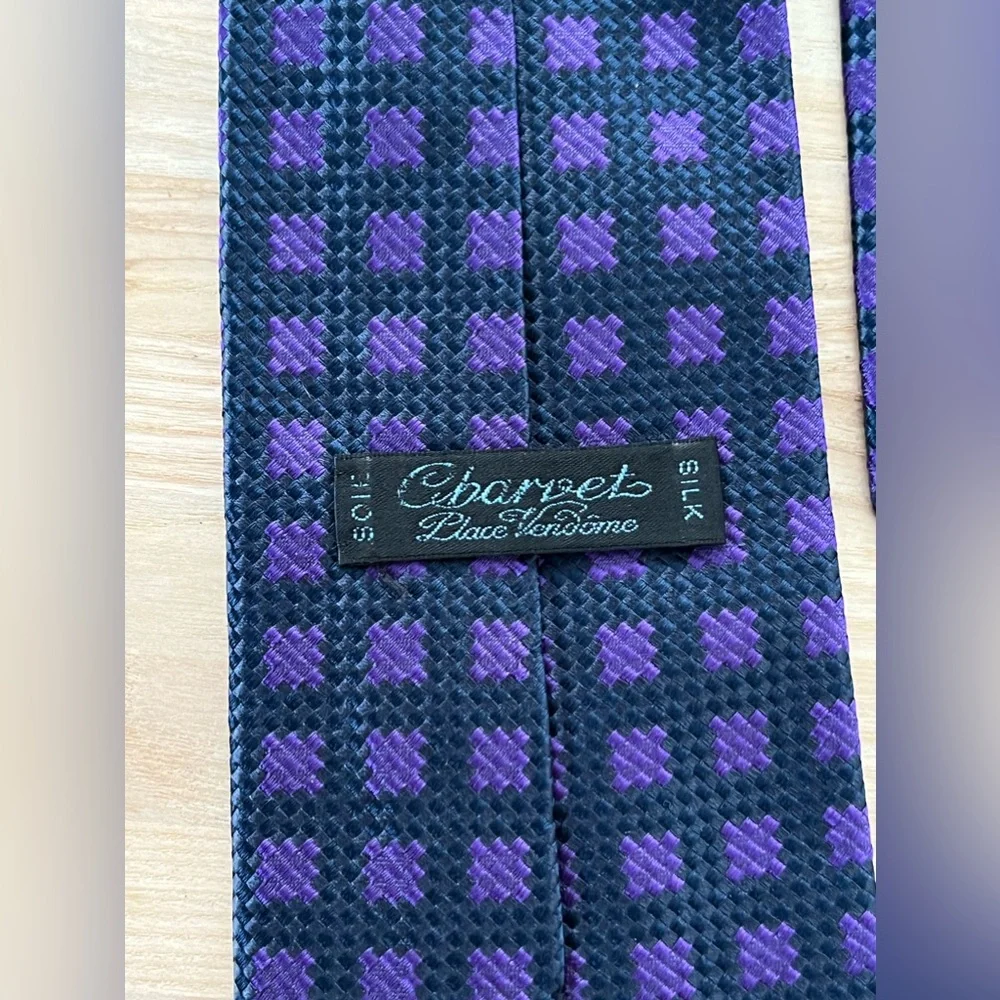 Charvet Designer 100% Silk Tie in a Beautiful Purple and Black Color